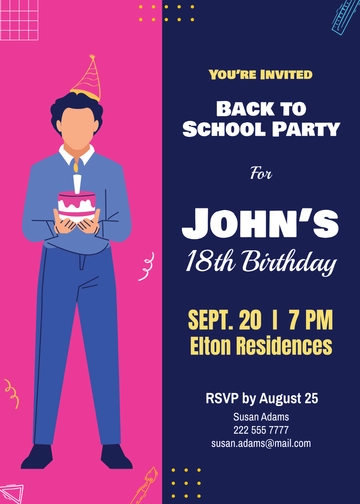 Free Back to School Birthday Invitation Template to Edit Online