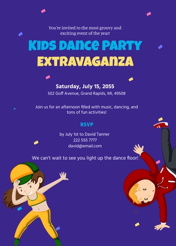 Free Kids Dance Party Invitation Template to Edit Online