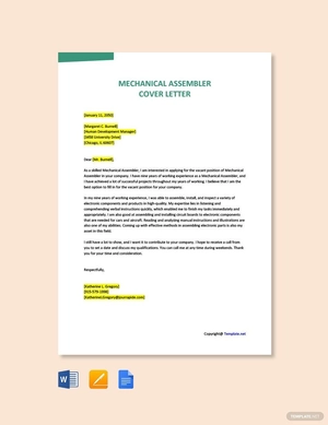 Mechanical Assembler Cover Letter
