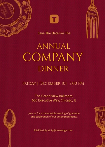 Company Dinner Event Invitation Template - Edit Online & Download