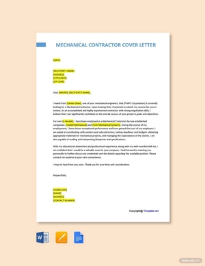 Mechanical Contractor Cover Letter
