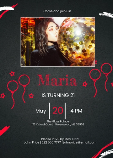 Free Chalkboard 21st Birthday Invitation Template to Edit Online