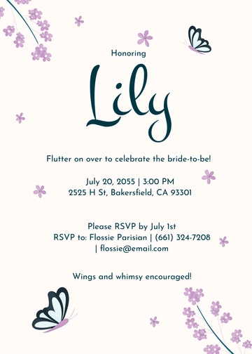 Free Butterfly Bridal Shower Invitation Template to Edit Online