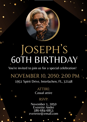 Free 60th Birthday Invitation Template for Men to Edit Online