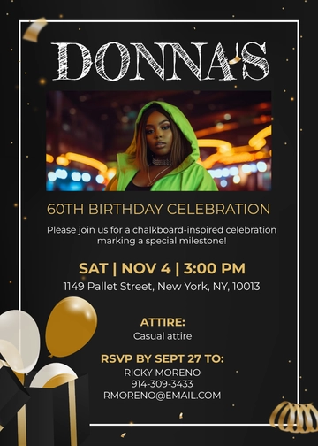 Free Chalkboard 60th Birthday Invitation Template to Edit Online