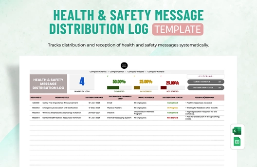 Health & Safety Message Distribution Log Template