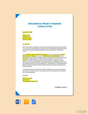 Mechanical Project Engineer Cover Letter