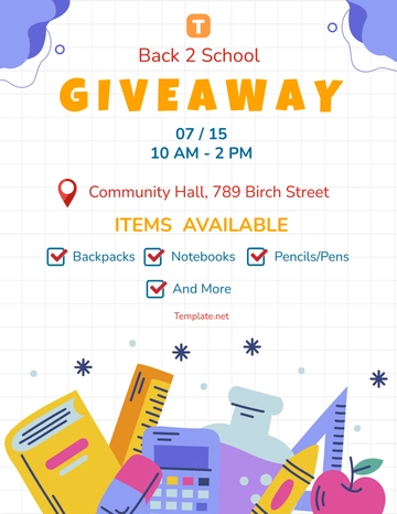 Free Back to School Giveaway Flyer Template to Edit Online