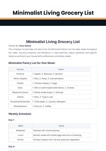 Free Minimalist Grocery List Template to Edit Online