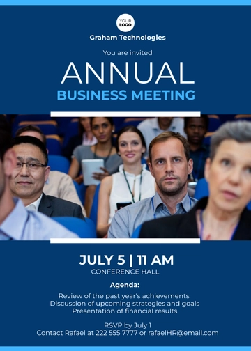 Free Annual Business Meeting Invitation Template to Edit Online