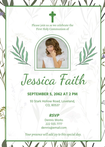 Free Wildflower First Communion Invitation Template to Edit Online | Template.net