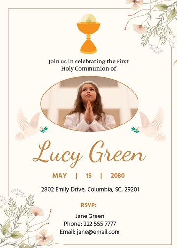 Free Elegant First Communion Invitation Template to Edit Online