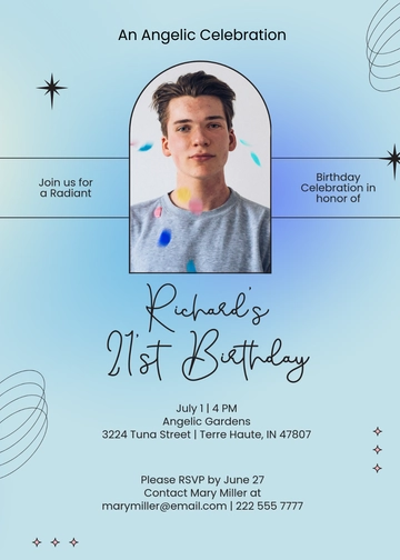 Free Angelic 21st Birthday Invitation Template to Edit Online
