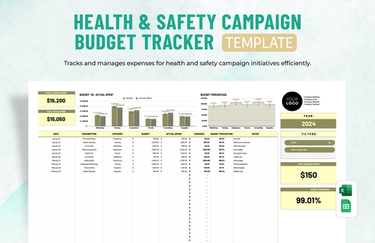 Health & Safety Campaign Budget Tracker Template