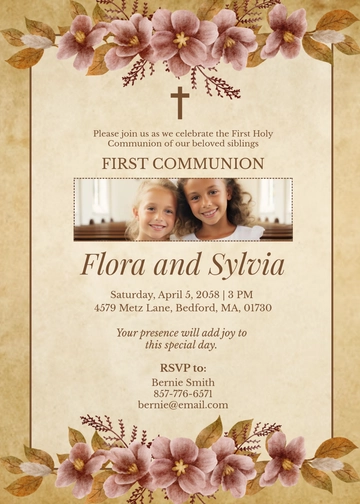 Free Sibling First Communion Invitation Template to Edit Online | Template.net