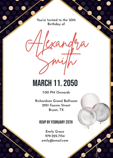 Free Festive Type Adult Birthday Invitation Template to Edit Online