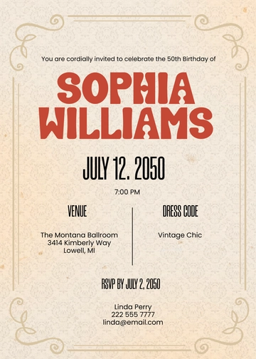 Free Vintage Adult Birthday Invitation Template to Edit Online