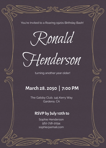 Free 1920s Themed Adult Birthday Invitation Template to Edit Online