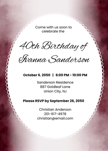 Free Scalloped Framed Adult Birthday Invitation Template to Edit Online
