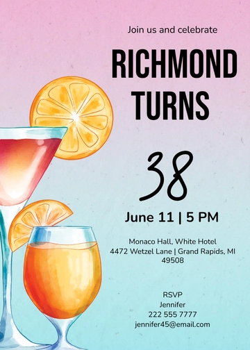 Free Cocktails Adult Birthday Invitation Template to Edit Online