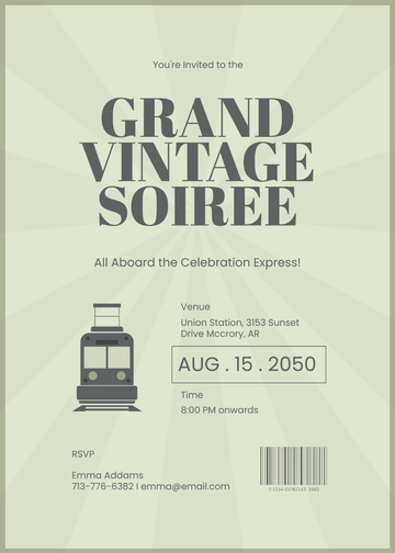 Free Vintage Theme Train Boarding Pass Invitation Template to Edit Online
