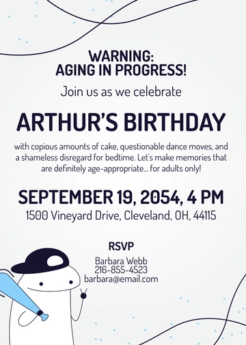 Free Funny Adult Birthday Invitation Template to Edit Online