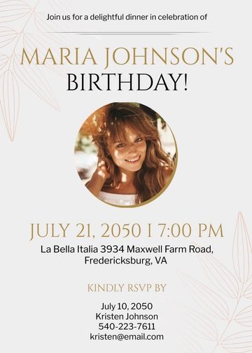 Free Adult Birthday Dinner Invitation Template to Edit Online