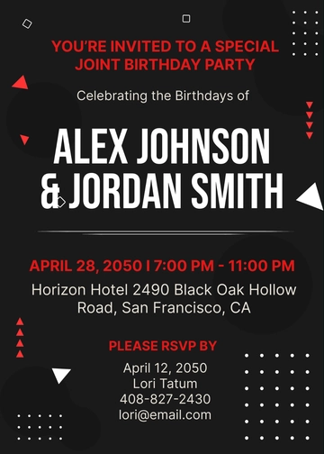 Free Adult Joint Birthday Invitation Template to Edit Online
