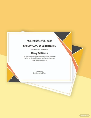 Safety Award Certificate Template