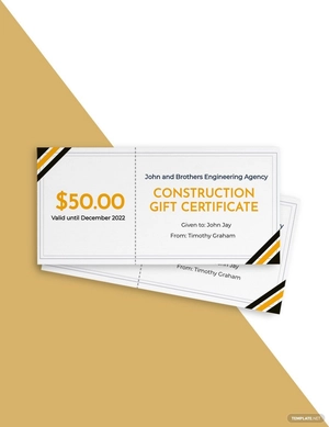 Construction Gift Certificate Template