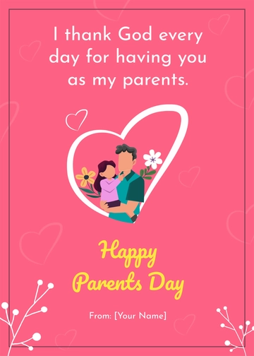Free Parents Day Card for Kids Template to Edit Online
