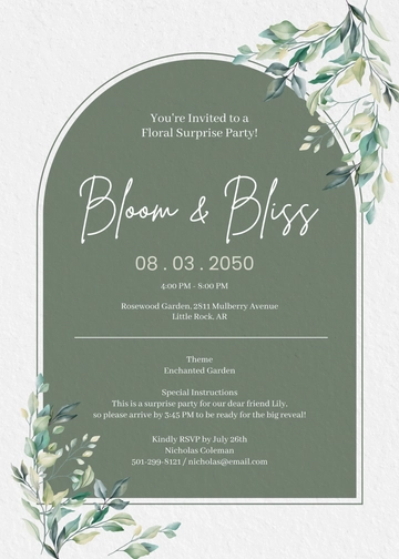 Free Floral Surprise Party Invitation Template to Edit Online