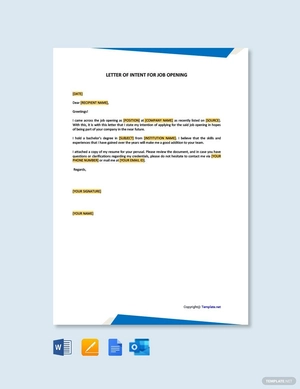 Letter of Intent for Job Opening