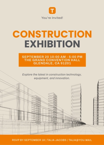 Free Construction Exhibition Invitation Template to Edit Online