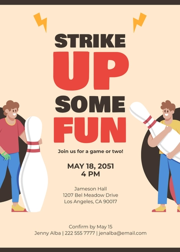 Free Bowling Invitation Template to Edit Online
