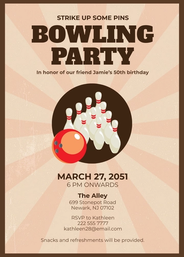 Free Retro Bowling Invitation Template to Edit Online