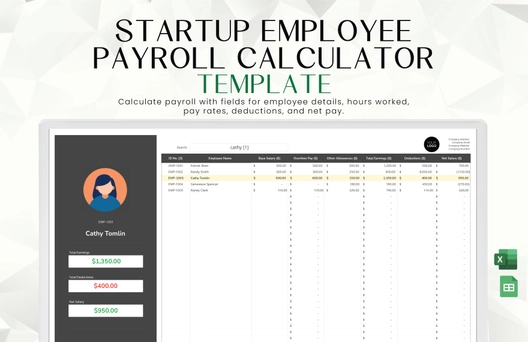 Startup Employee Payroll Calculator Template
