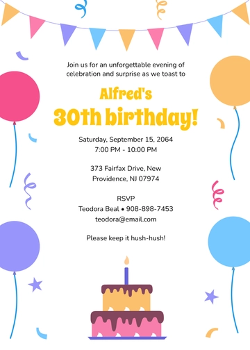 Free Surprise 30Th Birthday Party Invitation Template to Edit Online