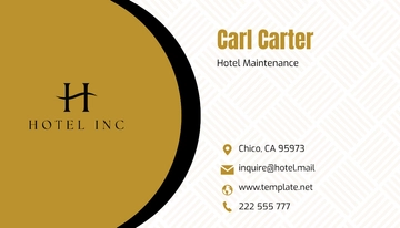 Free Hotel Maintenance Business Card Template to Edit Online