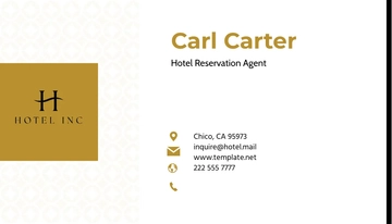 Free Hotel Reservation Agent Business Card Template to Edit Online
