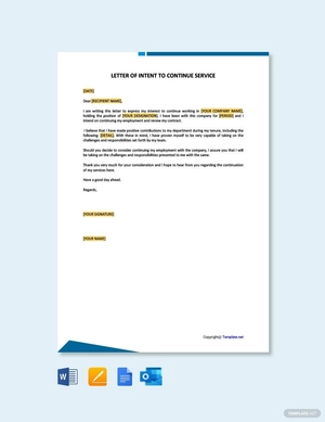 Letter of Intent to Continue Service Letter of Intent to Continue Service