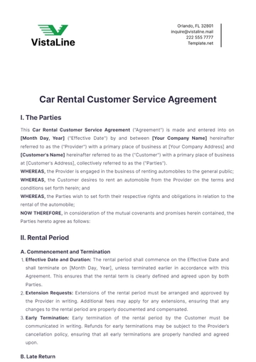 Free Car Rental Customer Service Agreement Template to Edit Online