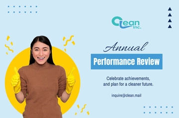 Free Cleaning Services Annual Performance Review Banner Template to Edit Online