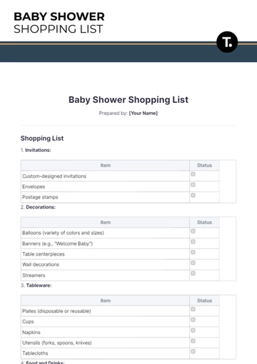 Free Baby Shower Shopping List Template to Edit Online