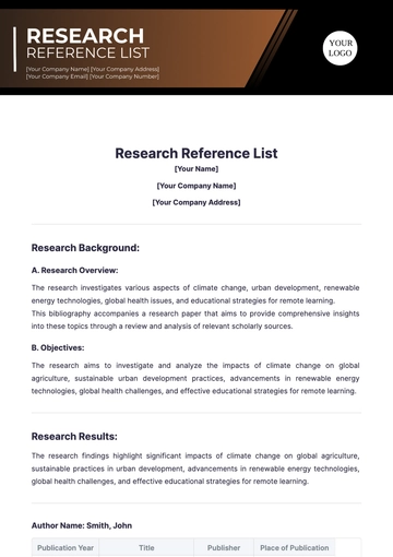 Free Research Reference List Template to Edit Online