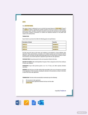 Letter of Intent to Purchase Goods