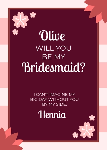 Free Be My Bridesmaid Invitation Template to Edit Online