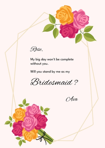 Free Elegant Be My Bridesmaid Invitation Template to Edit Online