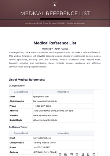 Free Medical Reference List Template to Edit Online