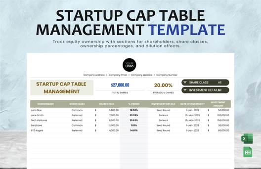 Startup Cap Table Management Template